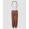 imageWomens 2 Piece Outfits Summer Casual Sleeveless U Neck Slim Fit Tops and Striped Wide Leg Pants Lounge SetKhaki1