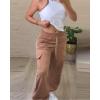 imageWomens 2 Piece Outfits Summer Casual Sleeveless U Neck Slim Fit Tops and Striped Wide Leg Pants Lounge SetKhaki1
