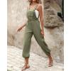 imageWomens Causal Sleeveless Jumpsuit Ajustable Strap Drawstring Bib Overalls Cuffed Rompers with Pockets Army GreenL