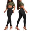 imageCHICME Womens High Waisted Butt Lifting Jeans Button Front Strechy Skinny Leggings Casual Slim Fit Denim PantsBlack