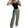 imageWomens 2 Piece Outfits Summer Casual Sleeveless U Neck Slim Fit Tops and Striped Wide Leg Pants Lounge SetArmy Green