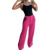 imageWomens 2 Piece Outfits Summer Casual Sleeveless U Neck Slim Fit Tops and Striped Wide Leg Pants Lounge SetHot Pink