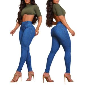 imageCHICME Womens High Waisted Butt Lifting Jeans Button Front Strechy Skinny Leggings Casual Slim Fit Denim PantsLighted Blue