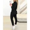 imageCHICME 2025 2 Piece Outfits for Women Ribbed Sweater Hoodie Long Sleeve Pullover and Skinny Pants SetBlack
