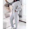 imageCHICME 2025 Casual Jumpsuits for Women Lapel VNeck Long Sleeve Drawstring Waist Jumpsuit with Side PocketsGray