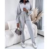 imageCHICME 2025 Casual Jumpsuits for Women Lapel VNeck Long Sleeve Drawstring Waist Jumpsuit with Side PocketsGray