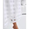 imageCHICME Elegant Turn Down Collar Plaid Mesh Double Layered Cinched Waist 2025 A Line Shirt Maxi DressWhite