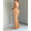 imageCHICME Jumpsuits for Women Dressy Bandeau Thick Strap Casual Jumpsuit Backless Laceup Party Holiday OverallsTkhaki