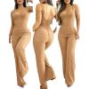 imageCHICME Jumpsuits for Women Dressy Bandeau Thick Strap Casual Jumpsuit Backless Laceup Party Holiday OverallsTkhaki