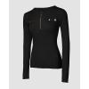 imageCHICME Lightweight Sweaters for Women 2025 Crewneck Long Sleeve Knit Sweater Half Zipper Casual Pullover Knit TopsBlack