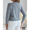 imageCHICME Womens Elegant 3D Pearl Embellished Floral 2025 Knit Cardigan Long Sleeve Round Neck Front Sweater CoatGray