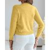 imageCHICME Womens Elegant 3D Pearl Embellished Floral 2025 Knit Cardigan Long Sleeve Round Neck Front Sweater CoatYellow