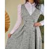 imageCHICME Womens Fall Tank Dresses 2025 V Neck Button Decor A Line Dress Casual Sleeveless Midi DressLight Gray