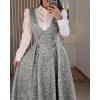 imageCHICME Womens Fall Tank Dresses 2025 V Neck Button Decor A Line Dress Casual Sleeveless Midi DressLight Gray