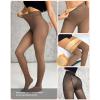 imageCHICME Womens Thick Fleece Lined Transparent Tights 2025 High Waist Elasticity Thermal Pantyhose Faux Sheer Warm LeggingsBrown