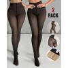 imageChic Me 2Pack Magic Fleece Lined Leggings 2025 Thermal Pantyhose High Waist Leggings TightsNo Fleece  Blackblack