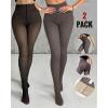 imageChic Me 2Pack Magic Fleece Lined Leggings 2025 Thermal Pantyhose High Waist Leggings TightsNo Fleece  Blackbrown