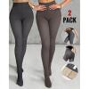 imageChic Me 2Pack Magic Fleece Lined Leggings 2025 Thermal Pantyhose High Waist Leggings TightsNo Fleece  Graybrown
