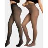 imageChic Me 2Pack Magic Fleece Lined Leggings 2025 Thermal Pantyhose High Waist Leggings TightsThick Fleece  Blackbrown