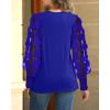 imageWomen Long Sleeve Shirt Sheer Mesh Blouse Shirred Slim fit Spring TopsBlue