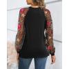 imageWomen Long Sleeve Shirt Sheer Mesh Blouse Shirred Slim fit Spring TopsEmbroideryblack