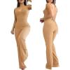 imageCHICME Jumpsuits for Women Dressy Bandeau Thick Strap Casual Jumpsuit Backless Laceup Party Holiday OverallsTkhaki