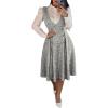 imageCHICME Womens Fall Tank Dresses 2025 V Neck Button Decor A Line Dress Casual Sleeveless Midi DressLight Gray