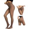 imageCHICME Womens Thick Fleece Lined Transparent Tights 2025 High Waist Elasticity Thermal Pantyhose Faux Sheer Warm LeggingsBrown