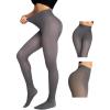 imageCHICME Womens Thick Fleece Lined Transparent Tights 2025 High Waist Elasticity Thermal Pantyhose Faux Sheer Warm LeggingsGray