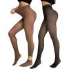 imageChic Me 2Pack Magic Fleece Lined Leggings 2025 Thermal Pantyhose High Waist Leggings TightsBlackbrown