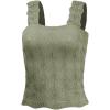 imageCHICME Womens Square Neck Sleevless Wide Strap Flower Lettuce Trim Crop Tank Tops Cute Slim Fit Summer TopP3pcs greenblackwhite