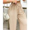 imageCHICME Womens Wide Leg Lounge Pants Drawstring Strechy High Waist Trousers Casual Loose Fit Apricot Palazzo PantsS