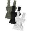imageCHICME Womens Square Neck Sleevless Wide Strap Flower Lettuce Trim Crop Tank Tops Cute Slim Fit Summer TopP3pcs greenblackwhite