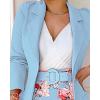 imageCHICME Womens 2 Piece Blazer Set Open Front Blazer Coat with Floral Print Shorts Summer Suits Set 2025 Without BeltBlue