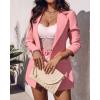 imageCHICME Womens 2 Piece Blazer Set Open Front Blazer Coat with Floral Print Shorts Summer Suits Set 2025 Without BeltPink
