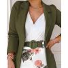 imageCHICME Womens 2 Piece Blazer Set Open Front Blazer Coat with Floral Print Shorts Summer Suits Set 2025 Without BeltYarmy Green