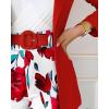 imageCHICME Womens 2 Piece Blazer Set Open Front Blazer Coat with Floral Print Shorts Summer Suits Set 2025 Without BeltZred