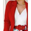 imageCHICME Womens 2 Piece Blazer Set Open Front Blazer Coat with Floral Print Shorts Summer Suits Set 2025 Without BeltZred