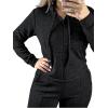 imageCHICME Womens 2 Piece Outfits 2025 Zip Up Hoodie and Wide Leg Pants Tracksuit Travel Workout Lounge Sets with PocketsBlack