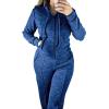 imageCHICME Womens 2 Piece Outfits 2025 Zip Up Hoodie and Wide Leg Pants Tracksuit Travel Workout Lounge Sets with PocketsDark Blue