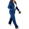 imageCHICME Womens 2 Piece Outfits 2025 Zip Up Hoodie and Wide Leg Pants Tracksuit Travel Workout Lounge Sets with PocketsDark Blue