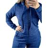 imageCHICME Womens 2 Piece Outfits 2025 Zip Up Hoodie and Wide Leg Pants Tracksuit Travel Workout Lounge Sets with PocketsDark Blue