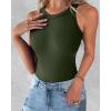 imageCHICME Womens 2 Piece Sleeveless Tank Tops Summer Casual Basic Ribbed Fitted Thick Strap Racerback Top2pcs  Blackarmy Green