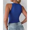 imageCHICME Womens 2 Piece Sleeveless Tank Tops Summer Casual Basic Ribbed Fitted Thick Strap Racerback Top2pcs  Blackblue