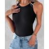 imageCHICME Womens 2 Piece Sleeveless Tank Tops Summer Casual Basic Ribbed Fitted Thick Strap Racerback Top2pcs  Blackgray