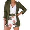 imageCHICME Womens 2 Piece Blazer Set Open Front Blazer Coat with Floral Print Shorts Summer Suits Set 2025 Without BeltYarmy Green