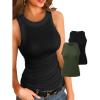 imageCHICME Womens 2 Piece Sleeveless Tank Tops Summer Casual Basic Ribbed Fitted Thick Strap Racerback Top2pcs  Blackarmy Green