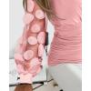 imageCHICME Women Long Sleeve Blouse VNeck HollowOut Ruched Lantern Sleeve Tee Casual TopXfloral Pink