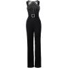 imageCHICME Women Multi Strap Sleeveless Jumpsuit Sparkle Rhinestone Rompers Dressy Jumpsuits for Women Evening PartyAblack