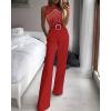 imageCHICME Women Multi Strap Sleeveless Jumpsuit Sparkle Rhinestone Rompers Dressy Jumpsuits for Women Evening PartyWine Red